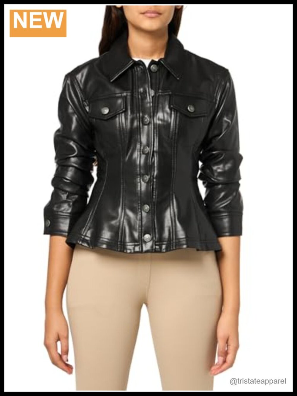 Vegan Leather Cinch Front Jacket Faux Leather